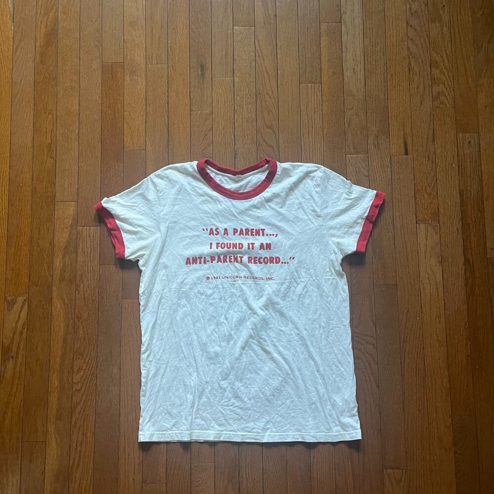 Vintage-Style White & Red Ringer Tee - Graphic Text - Picture 2 of 5